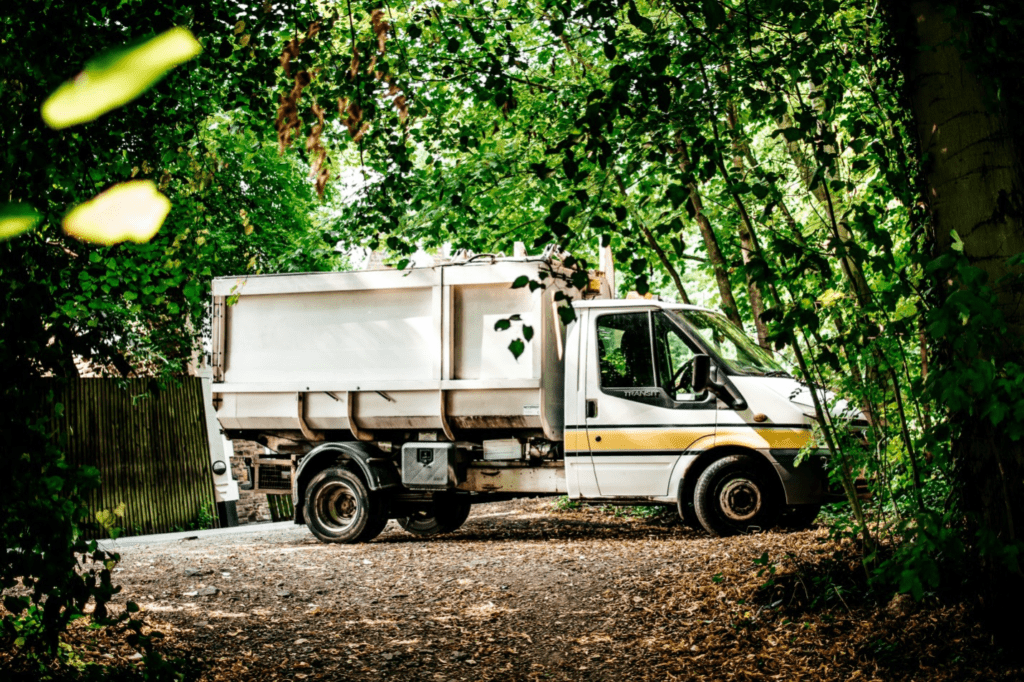 a dump truck parked 