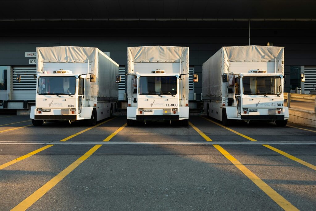 Trucks waiting to be loaded